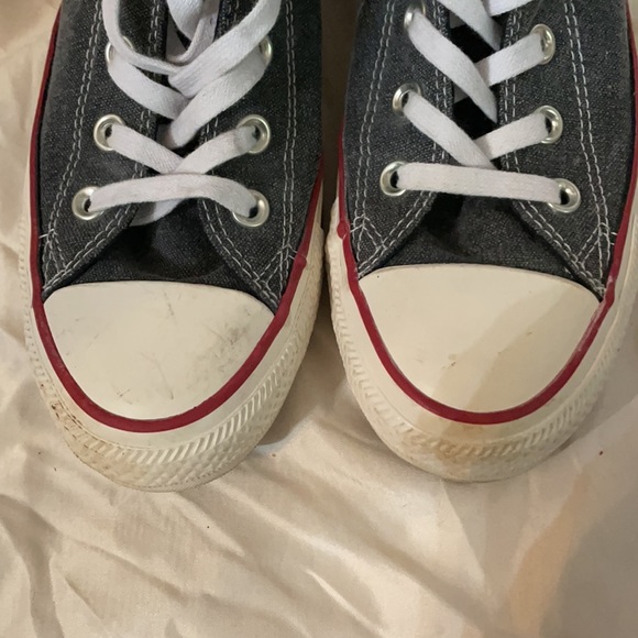 Converse Stone Wash Gray and Red Hi-Top - Picture 2 of 9